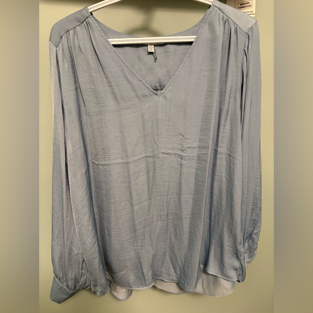Elegant Silk Light Blue Women's Top
